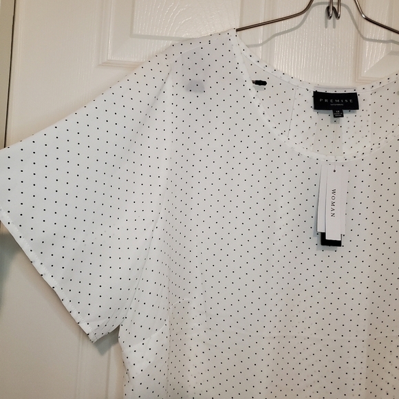 Premise White Polka Dot Blouse 1X - Picture 4 of 7